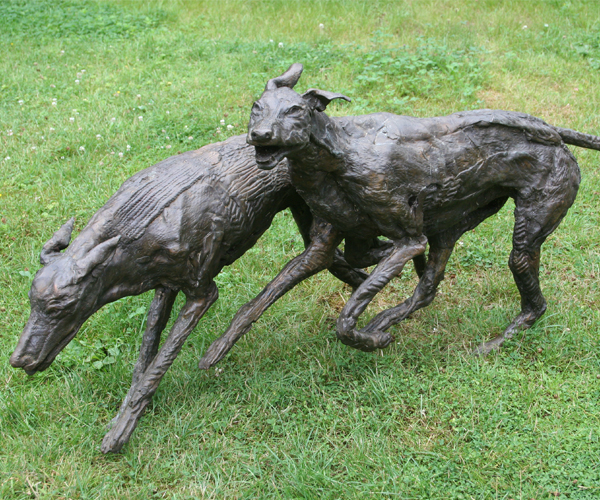 Marjan Wouda (Dutch, contemporary)  RUNNING DOGS Bronze