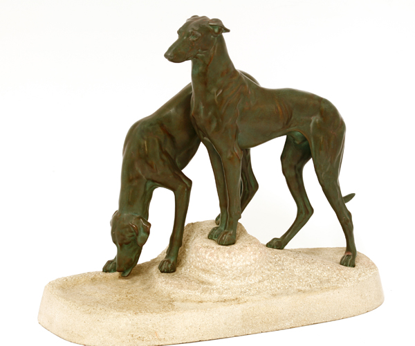 After Jules-Edmond Masson (French, 1871-1932) A PAIR OF GREYHOUNDS