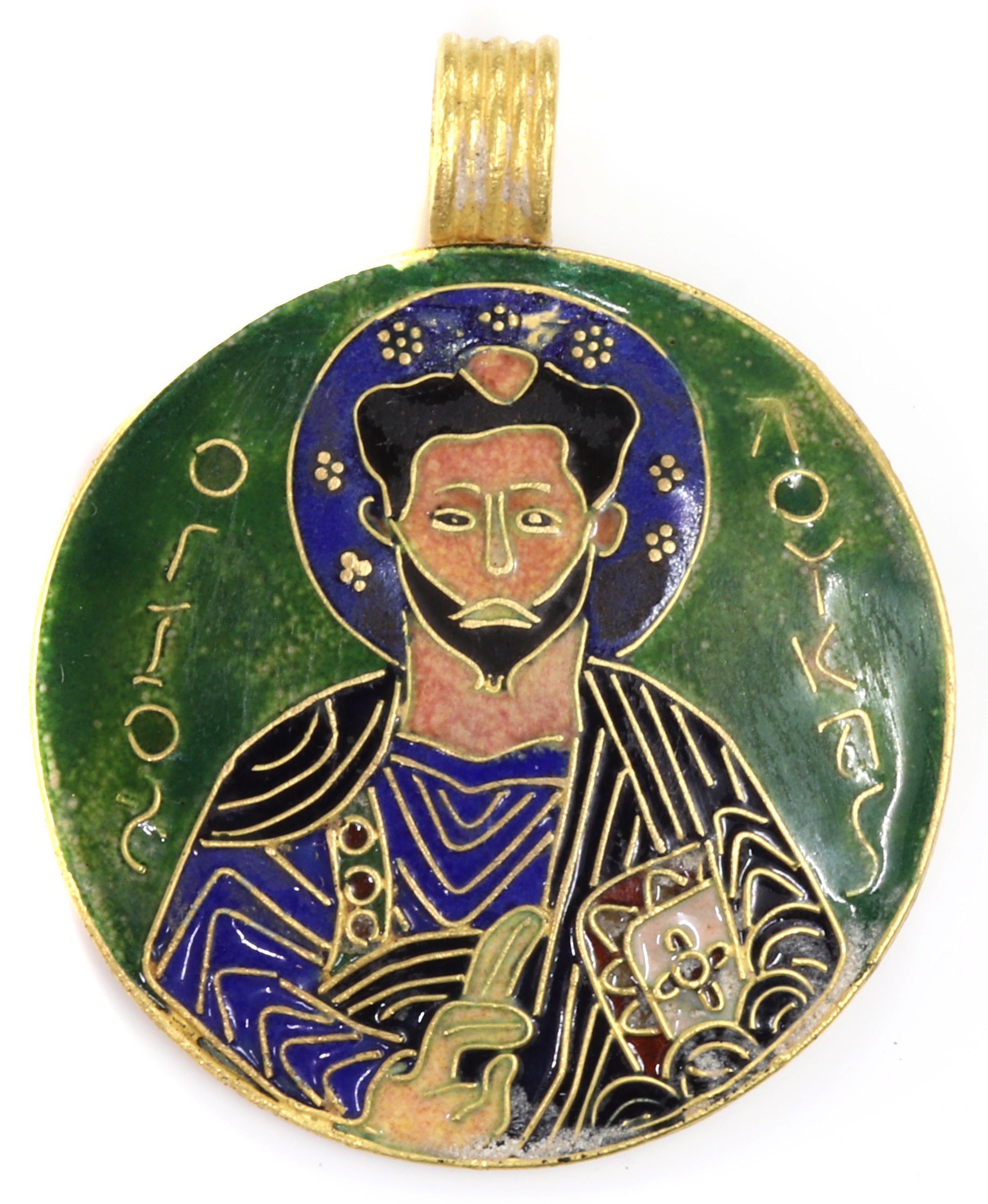 A Russian Gold and Enamel Icon Pendant
