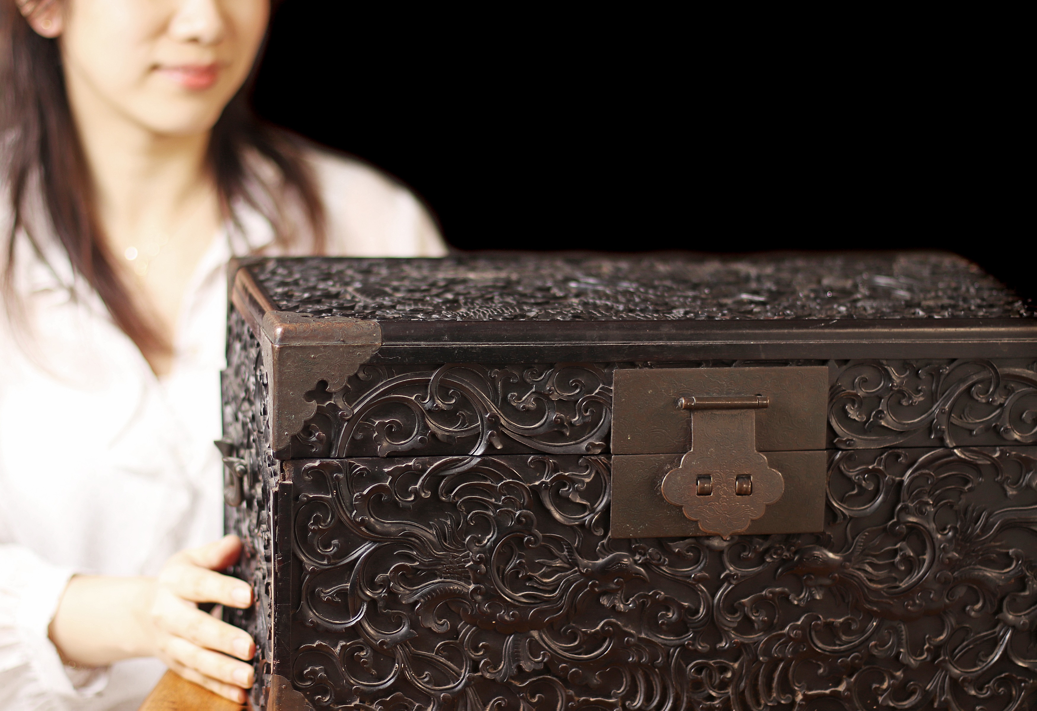A Chinese zitan wood box and cover (£143,000)