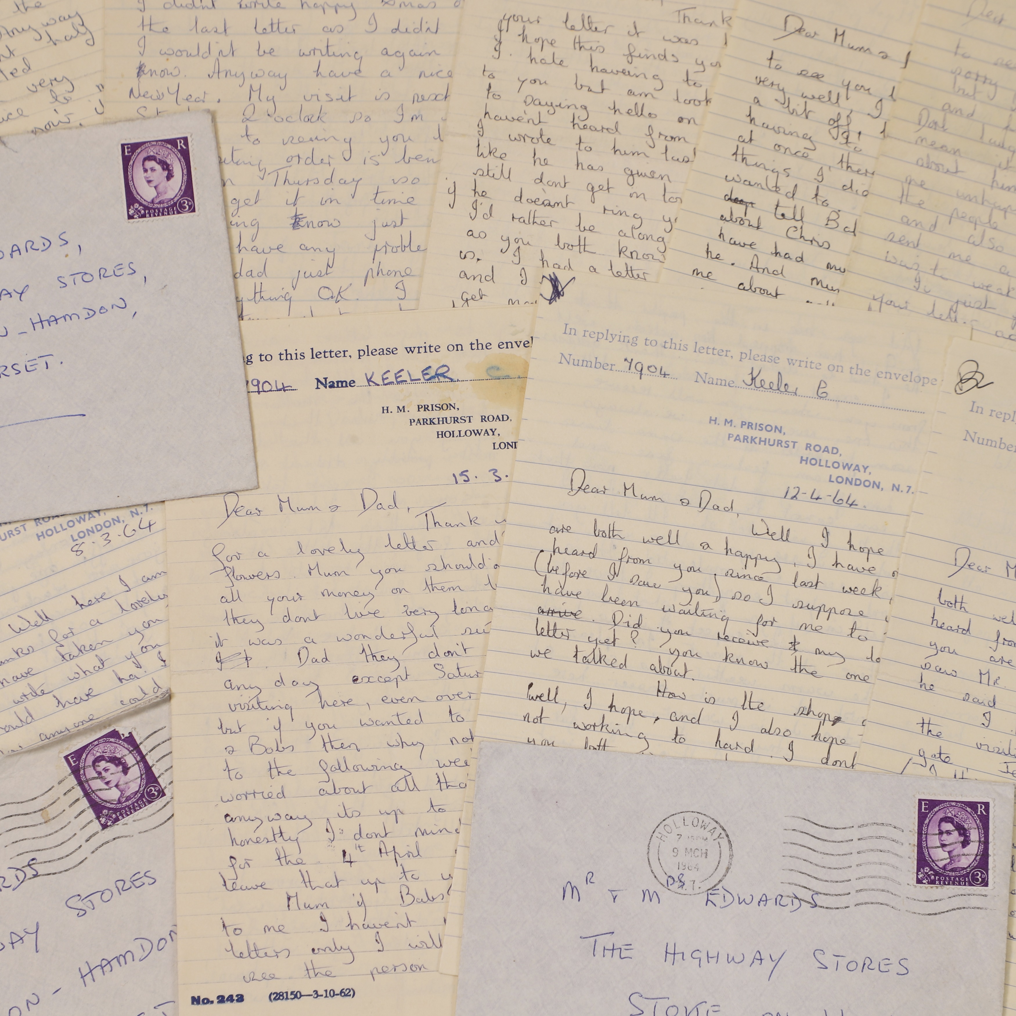 A collection of Christine Keeler letters home from prison (£6,000-8,000)