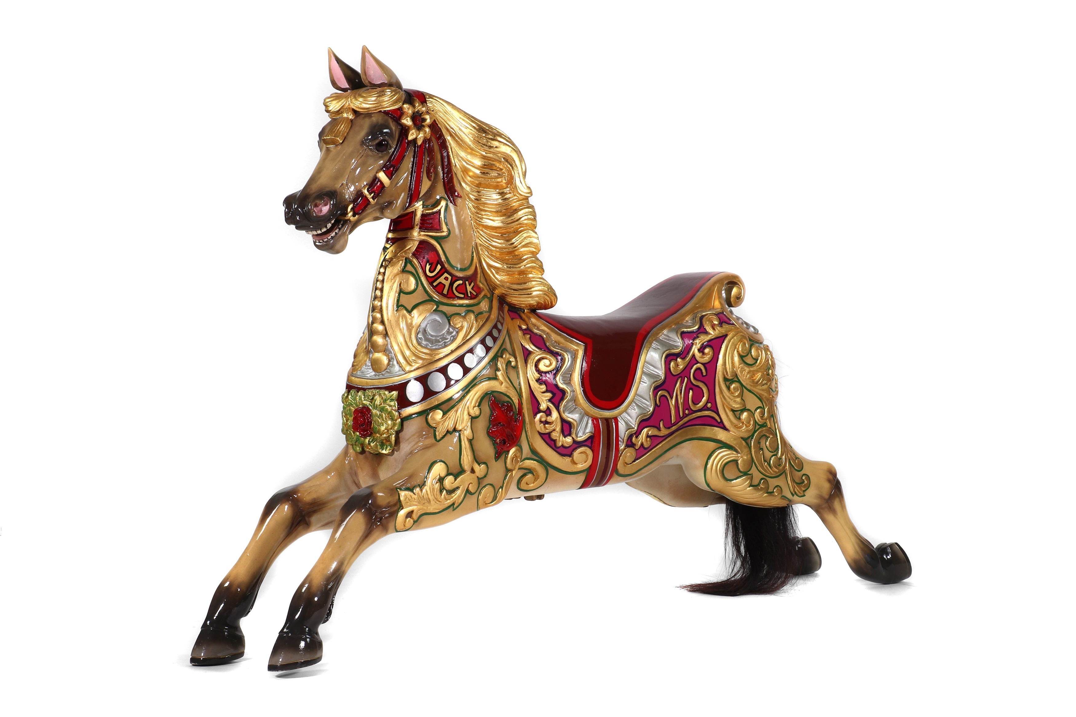 A magnificent large carousel galloper horse by Anderson,c.1895, Bristol, probably carved for Walter Sharples (£5,000-7,000) 