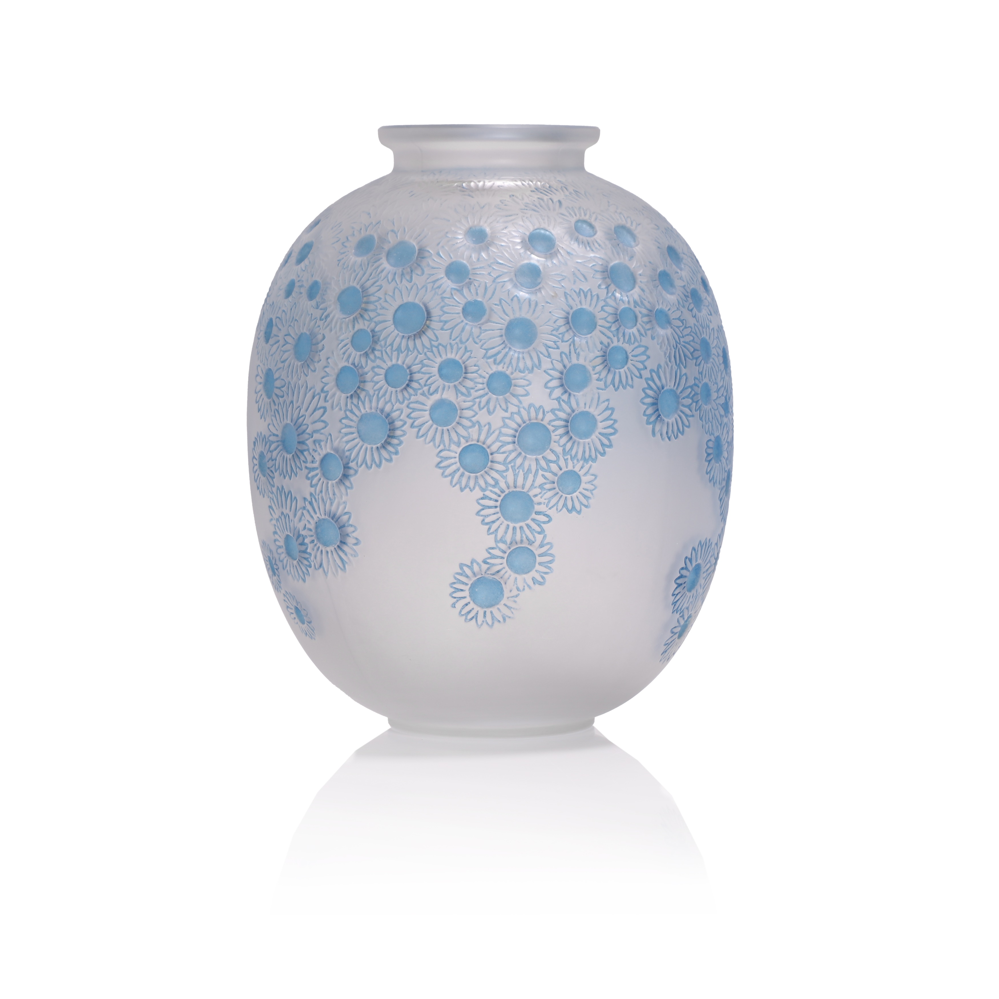 René Lalique (French, 1860-1945) a 'Marguerites' vase, No. 922, designed in 1923, stained and frosted glass, acid-etched 'R LALIQUE FRANCE', 20.5cm high (£2,000-3,000)