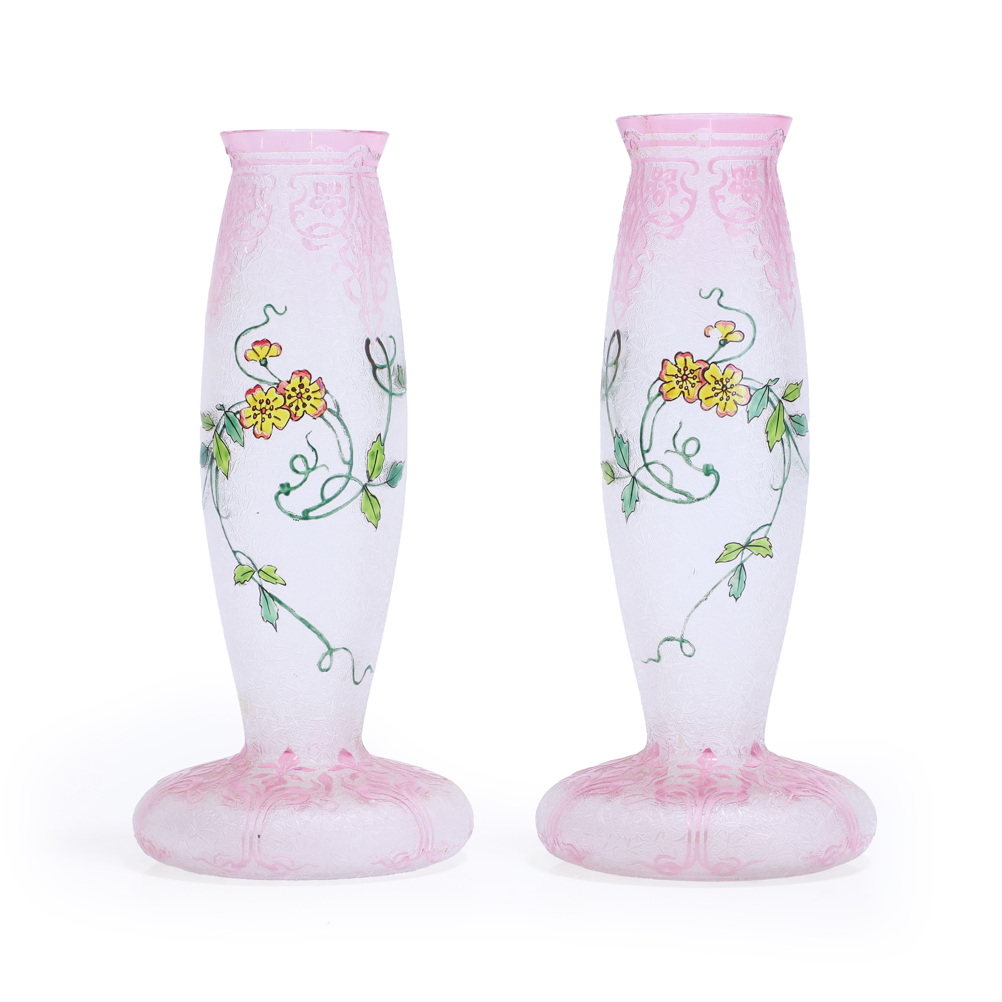 A pair of St Louis 'Eglantier' glass vases