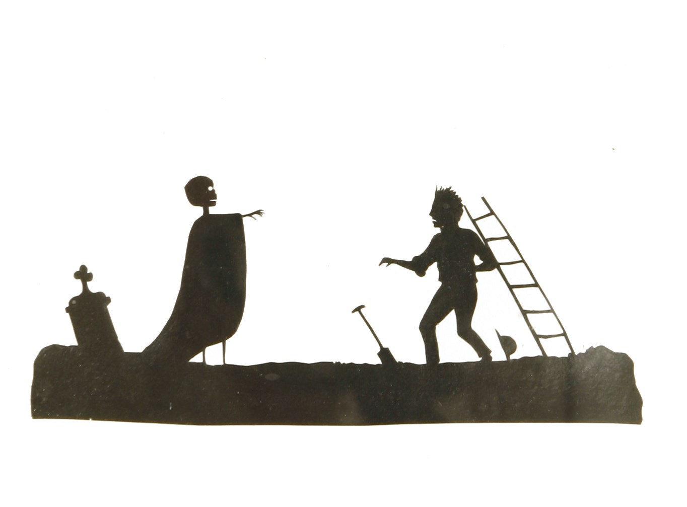 19th century pictorial silhouette of grave digger