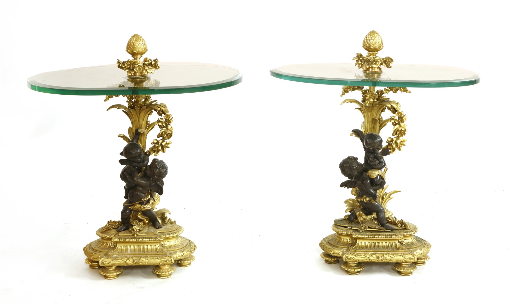 a pair of gilt bronze-mounted side tables