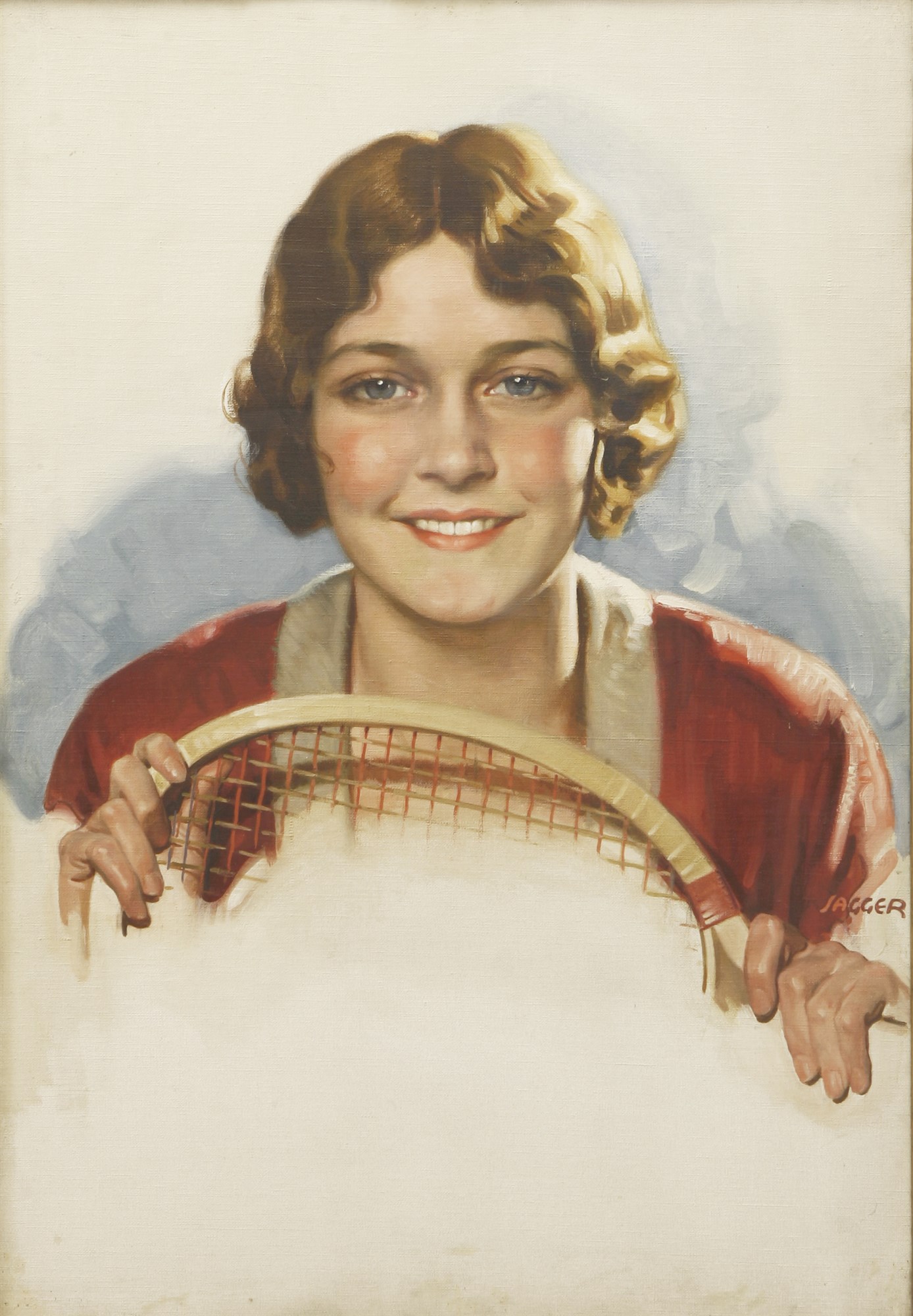 David Jagger (1891-1958), A LADY WITH A TENNIS RACQUET