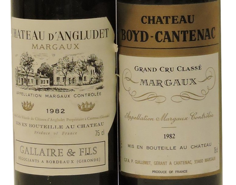 Lot 608 - Sworders Fine Wine & Port - Assorted 1982 Red Bordeaux to include one bottle each: Château d’Angludet, Margaux Cru Bourgeois Supérieur; Château Boyd-Cantenac, Margaux 3rd growth, two bottles in total