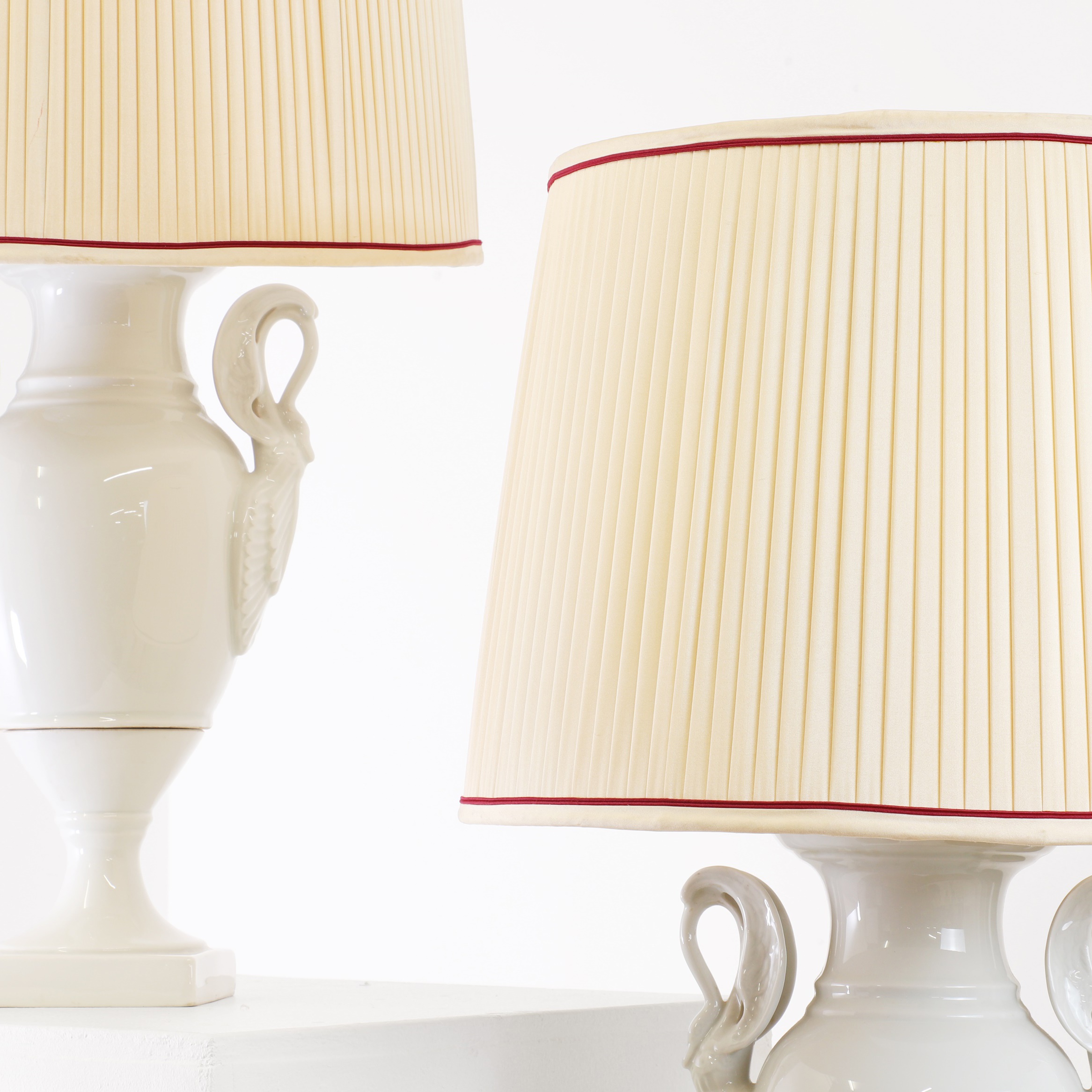 A pair of Limoges blanc de Chine table lamps, 20th century