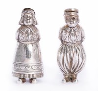 Lot 237 - A pair of German novelty silver peppers