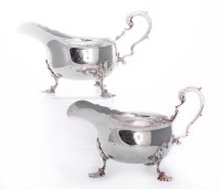 Lot 190 - A pair of large silver sauce boats