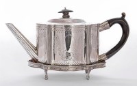 Lot 88 - A George III provincial Newcastle silver teapot and matching stand
