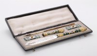 Lot 252 - A French guilloché enamel and gilt metal mounted desk set