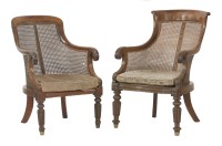 Lot 441 - Two mahogany and bergère library chairs