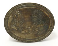 Lot 102 - A pressed horn oval snuff box