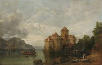 Lot 283 - George Clarkson Stanfield (1828-1878)
CHATEAU DE CHILLON ON LAKE GENEVA
Signed and dated 1859 l.r.