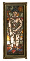 Lot 451 - A large stained glass panel of a minstrel boy
