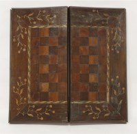 Lot 456 - An Irish yew wood and Killarney work chess and backgammon board