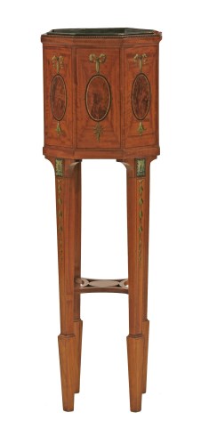 Lot 459 - An Edwardian inlaid satinwood and painted octagonal jardinière