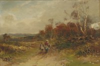 Lot 290 - Carl Brennir (1850-1920)
A WOODED LANDSCAPE WITH FIGURES ON A PATH;
A ROCKY LANDSCAPE
A pair