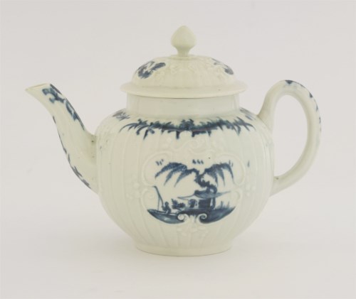 Lot 9 - A rare Worcester blue and white Teapot and Cover