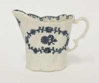 Lot 13 - A Liverpool blue and white high Chelsea Ewer