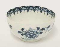 Lot 18 - A rare Worcester blue and white 'Scalloped Peony' Bowl