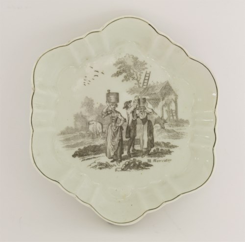 Lot 25 - A Worcester Hancock printed Teapot Stand
