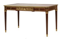 Lot 486 - A Louis XVI style mahogany and gilt bronze mounted bureau plat