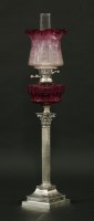 Lot 349 - A silver-plated Corinthian column oil lamp
