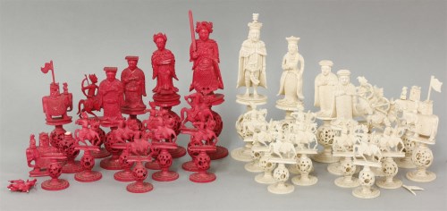 Lot 93 - A Chinese export figural chess set