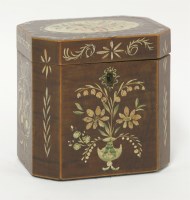 Lot 128 - A George III harewood and painted tea caddy