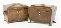 Lot 129 - A George III burr yew wood twin compartment tea caddy