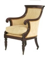 Lot 500 - A Regency mahogany bergère chair on turned front legs