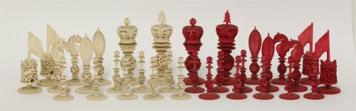 Lot 96 - A Chinese export ivory chess set
