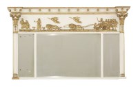 Lot 400 - A painted and gilt overmantel mirror
