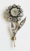 Lot 311 - A cased Georgian diamond set flower brooch