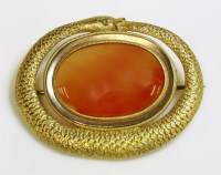 Lot 295 - A Regency gilt metal Ouroboros agate brooch