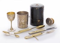 Lot 203 - A Victorian silver gilt officer's campaign set