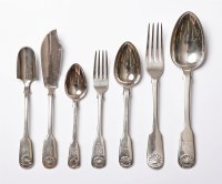 Lot 119 - A composite George IV/Victorian silver fiddle and shell pattern flatware service