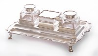 Lot 123 - A silver partners' inkstand