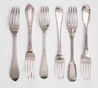 Lot 127 - Three sets of six Victorian silver dessert forks