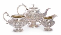 Lot 142 - A Victorian silver three-piece teaset
