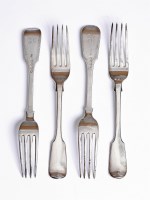 Lot 157 - A matched set of twelve Victorian silver fiddle pattern table forks