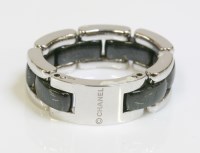 Lot 550 - An 18ct white gold and black ceramic Chanel J12 Ultra ring