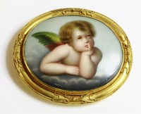 Lot 308 - A Victorian gold painted plaque brooch
