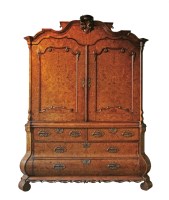 Lot 5 - A large Dutch figured walnut armoire