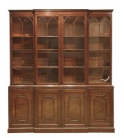 Lot 62 - A large George III mahogany breakfront bookcase