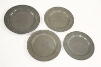 Lot 116 - Four pewter chargers