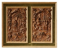 Lot 130 - A pair of Flemish carved oak panels